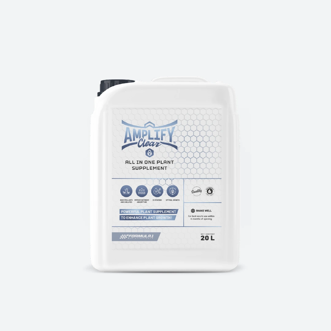 Biostimulant for plant growth USA – Formula 1 Amplify Clear bottle